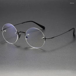 Sunglasses Frames Top Quality Round Rimless Titanium Glasses Frame Men Women Vintage Simple Small Face Optical Eyeglass Prescription Eyewear