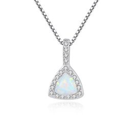 Hot Retro Opal Pendant Necklace S925 Silver 3A Zircon Luxury Brand Necklace European and American Style Classic Women High end Collar Chain Necklace Jewelry Gift spc
