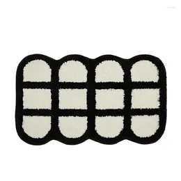 Carpets Ins Fashion Style Black And White Checkerboard Carpet Bathroom Door Mat Tea Table Rug Vintage Bedside Blank