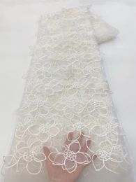 3D Flowers Latest African Lace Styles French Party Lace Fabrics 5 Yards Tulle Nigerian Lace Fabrics for Bridal XZ57981