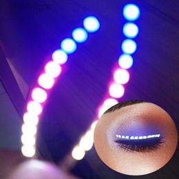 Led Rave Toy Waterproof LED luminous False Eyelashes Colourful Eyelash Lamp Halloween Light Up Eyelid Paste Creative Neon lights Makeup Tool 240410