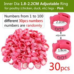 30PCS Chicken foot ring Adjustable ring Buckle Poultry leg Digital label 6 Colours Plastic Chicken Duck and Goose Farm Marking