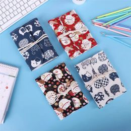 Notebooks A6 Writing Journal Spiral Notebook Diary Notepad Cartoon Fortune Cat Fabric Cover Pendants Note Book Sketchbook