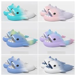 New top Luxury Designer Quality shoes sandal Summer Shark Slippers Shark Slides Thick Soled Shoes Kids flat sandals Gradient Flip Flops