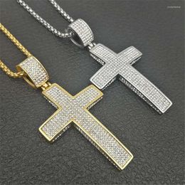 Pendant Necklaces Hip Hop Iced Out Bling Big Cross Pendants For Men Stainless Steel Christian Jewellery Religious Drop XL1134