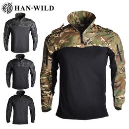 Camouflage Hunting Clothes Tactical Hiking T-Shirts Military Long Shirt Paintball Airsoft Sniper Combat Shirt Army Windproof Top