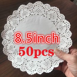 50PCS 3.5-9.5inch White Napkin Hollowed Lace Paper Mads Doily Decoupage Crafts Cake Making/Wedding Decoration