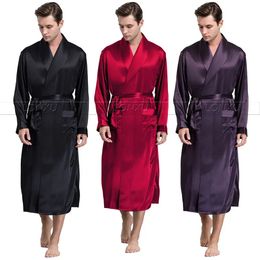 Mens Silk Satin Robes Bathrobe Nightgown Sleepwear Pyjamas Pyjamas S~3XL Plus__Fit All Seasons 240329