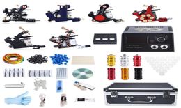 2017 Professional Tattoo Kit 6 Machine Guns Shader Liner Power Supply 50 Needles Tip with Store Box Tattoo Set Three Pin US Plug7757300