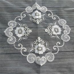 European Gold Thread Embroidery Handmade Pendant Centre Flower Square Tablecloth Bedroom Balcony Small Round Table Cover Cloth