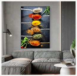 Room Spices Peppers Herbs Kitchen Restaurant Home Decor Wall Art Pictures 1 Pieces Quality HD Canvas Oil Paintings For Living