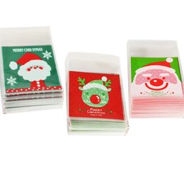 50/100pcs Cookie Gift Bags Christmas Santa Claus Snowman Snacks Cookie Plastic Packaging Bags Party Wedding Candy Bag Kids Favour