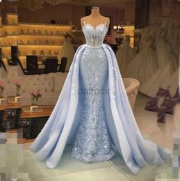 Urban Sexy Dresses Goegeous Lace Mermaid Evening Dresses Baby Blue Overskirt Beading Formal Celebrity Gowns Sweetheart Neck Designer Marriage 240410