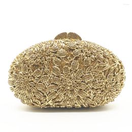 Totes Girl Gold/red/grey/black Flower Hollow Out Crystal Women Evening Metal Clutches Bag Wedding Dinner Party Clutch Handbag Purse