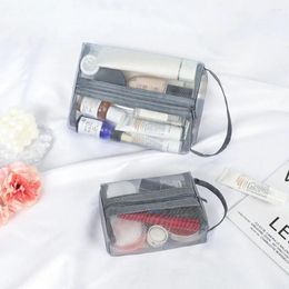 Storage Bags Clear Makeup Bag Portable Transparent Zipper Shaving Handle Large Capacity Travel Organiser