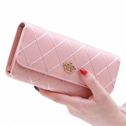 womens Wallets Purses Plaid PU Leather Crown Lg/short Wallet Hasp Phe Bag Mey Coin Pocket Card Holder Female Wallet Purse S2GY#