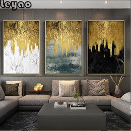 5d Diamond Paintings 3 pcs Golden Abstract Embroidery Spray Home Decor For Living Room Triptych diamond mosaic Embroidery crafts