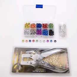 10Colors 5mm Metal Grommets Hole Punch Plier Kit Eyelets Kits Shoe Eyelets Grommet Sets For Leather Fabric Belt Clothes Crafts