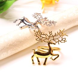 1/6Pcs Christmas Elk Napkin Buckle Napkin Holder Alloy High Quality Durable Exquisite Deer Napkin Ring For Bar Restaurant