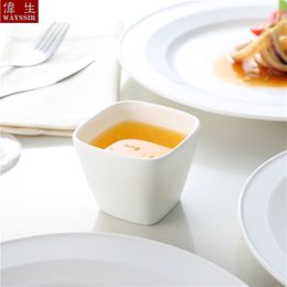 Small Square Snack Sauce Super White Porcelain Cup Hotel Restaurant Buffet Sauce Ceramic Tableware Dish Drink Cola JuIice Bowl