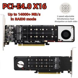 Cards PCIe4.0 X16 To M.2 NVMe SSD Adapter Card M Key 4 NVME M2 NVME Extended Card 4x32Gbps Adapter Board Support M.2 SSD 2280/60/42/30
