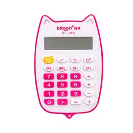 Cute Kitten-like Calculator with 12 Digit Large LED Display Portable Handheld Calculator for Students Office Clerks Teen