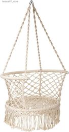 Hammocks Giantex hanging pendant chair Macrame hanging chair with a capacity of 350 pounds cotton rope hand woven tassel porch swing chairQ