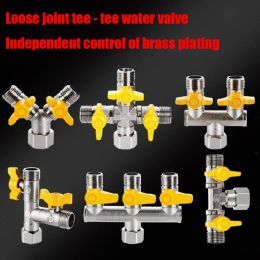 All Copper Electroplating Thickened 1/2" 3-Way 4-Way Gas Valve Angle Valve Ball Valve for Water Heater Faucet Switch Shunt