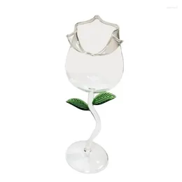 Wine Glasses Rose Shaped Red Coloured Leaf Cocktail Glass Flower Juice Champagne Cup For Drinking