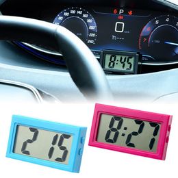 Electronic Clock Self-adhesive Mini LCD Display Large Screen Table Dashboard Desk Rectangular Dial Digital Clock for Home Car