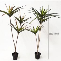 90-120cm Large Artificial Dracaena Plants Tropical Potted Tree Fake Plastic Palm Leaves Cycas Plant For Home Garden Indoor Decor