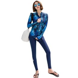 Women's UPF 50+ Long Sleeve Rash Guard Front Zipper Shirt Swim Surfing Snorkeling Tee Colorful Tops