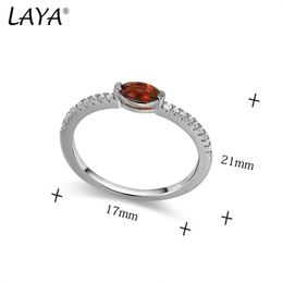 LAYA 100% 925 Sterling Silver Shining Gemstone Natural Garnet Finger Rings For Women Wedding Engagement Luxury Fine Jewelry