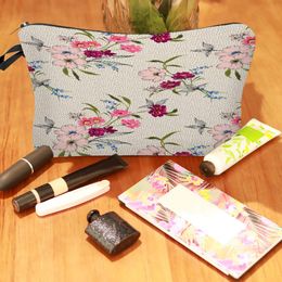 Cosmetic Bag 3D Floral Print Storage Women Exquisite Large Capacity Pencil Storage Bag Clutches for Home