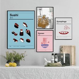 Japanese Style Ramen Sushi Abstract Food Phrases Restaurant Kitchen Home Decor Painting Living Art Decor Posters Canvas Painting