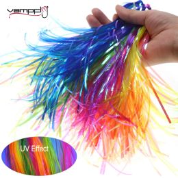 Vampfly 2Packs 2mm Wide UV Pearl Flat Flash Tinsel Mylar Flashabou Tinsel Nymphs Streamers Saltwater Fishing Fly Tying Material