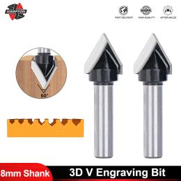 HAMPTON 3D V Engraving Bit CNC End Mill 8mm Shank Router Bits 16mm Diameter 60 Degrees Milling Cutter For Woodworking