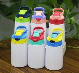 6 Colours 12oz Sublimation Sippy Cup 350ml sublimation Children Water Bottle with straw lid Portable Stainless Steel Drinking tumbl9685909