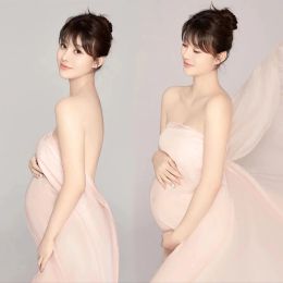 Dresses Dvotinst Women Photography Props Maternity White Silk Cloth Pregnancy Elegant Satin Clothing Studio Shooting Photo Props