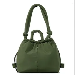 Totes High Capacity Women Bag 2024 Nylon Drawstring Backpack Fashion Single Shoulder Soft Cotton Clip Handbag