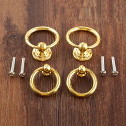 2pcs Golden Ring Knobs Vintage Handle Decor Zinc Alloy Pull w/screws 22*41mm 10*36mm Cabinet Furniture Kitchen Drawer Minimalism