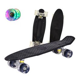 Jusenda 22in Skateboard Children's Scooter Penny Board Mini Longboard Banana Pastel Skate Board Flashing Wheels Truck Bearings