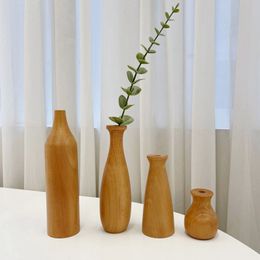 Wooden Eco-Friendly Vase Flower Arrangement Bottle Desktop Decorative Vases Practical Table Ornaments Home Decor