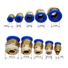 PC Pneumatic Air Fitting 12mm 10mm 8mm 6mm 4mm Hose Male Thread BSP 1/4 " 1/2" 1/8 "3/8" Air Nipple Brass Quick Coupling