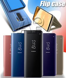 Flip Phone Cases For Samsung Galaxy S21 S20 Note 20 Ultra Holder Electroplate Clear Smart Mirror Cover3650055