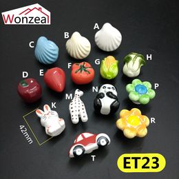 Cute Animal Ceramic Single Knob Drawer Handles Children Door Handle Cabinet Pulls Kid Dresser Knobs Cupboard Furniture Handle