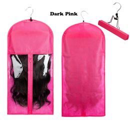 Portable Wig Storage Bag With Hanger For Hair Extensions Non-Woven Dust Proof Protective Wig Package Support Display Hair Tools