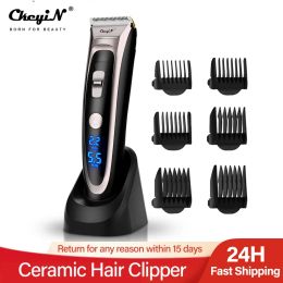 Trimmers Professional Rechargeable LCD Digital Hair Trimmer Shaver Barber Cutting Moustache Clipper Cordless Men Hair Cutter Power Motor