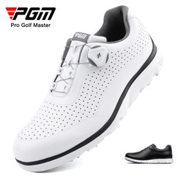 PGM Men Golf Shoes Breathable Vent Soft Microfiber Leather Ultra-light Spin Shoelace Anti-side Slip Nail Gym Sport Sneaker XZ198