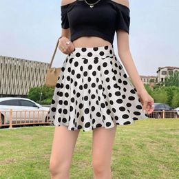 Skirts Spring Summer Women Mini Skirt Dot Printed Soft Breathable Loose High Waist A-line Pleated Midi Dress Fashion Costume